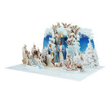 Nativity Scene Winter Pop Up Card – 3D Christian Christmas Card