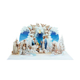 Nativity Scene Winter Pop Up Card – 3D Christian Christmas Card