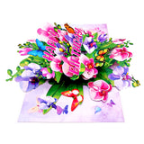 Happy Birthday Pop Up Card, Colorful Flowers and Butterflies, Beautiful, Elegant, Floral 3D Greeting Card