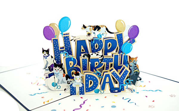 Happy birthday Cats 3D Pop Up Card