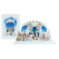 Nativity Scene Winter Pop Up Card – 3D Christian Christmas Card