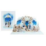 Nativity Scene Winter Pop Up Card – 3D Christian Christmas Card