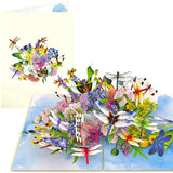Dragonflies Floral Pop-Up Card – 3D Flower Greeting Card for Birthday, Anniversary, Thank You, and Special Occasions