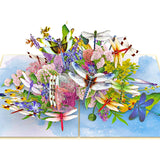 Dragonflies Floral Pop-Up Card – 3D Flower Greeting Card for Birthday, Anniversary, Thank You, and Special Occasions
