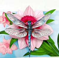 Dragonfly on Peony  3D Pop Up Card