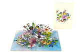 Dragonflies Floral Pop-Up Card – 3D Flower Greeting Card for Birthday, Anniversary, Thank You, and Special Occasions