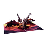 Giraffe Family 3D Card