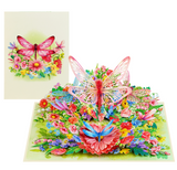 Dragonflies Floral Pop-Up Card – 3D Flower Greeting Card for Birthday, Anniversary, Thank You, and Special Occasions