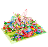 Dragonflies Floral Pop-Up Card – 3D Flower Greeting Card for Birthday, Anniversary, Thank You, and Special Occasions