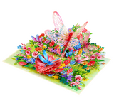 Dragonflies Floral Pop-Up Card – 3D Flower Greeting Card for Birthday, Anniversary, Thank You, and Special Occasions