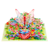 Dragonflies Floral Pop-Up Card – 3D Flower Greeting Card for Birthday, Anniversary, Thank You, and Special Occasions