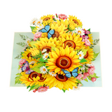 Sunflowers Butterflies Pop-Up Card – 3D Floral Greeting Card for Birthday, Thank You, Anniversary &amp; Special Occasions