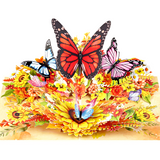 Mixed Butterflies Floral Pop-Up Card – 3D Flower Greeting Card for Birthday, Thank You, Anniversary &amp; Special Occasions