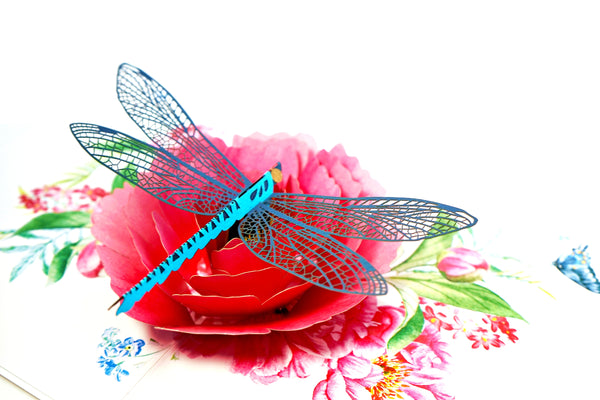 Dragonfly on Peony  3D Pop Up Card