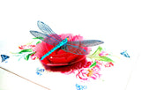 Dragonfly on Peony  3D Pop Up Card