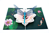 Dragonfly on Lotus Flower Card