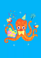 Octopus Happy birthday 3D Card